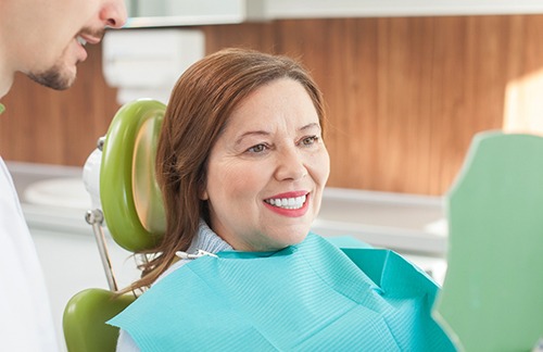 Woman smiling at the dentist