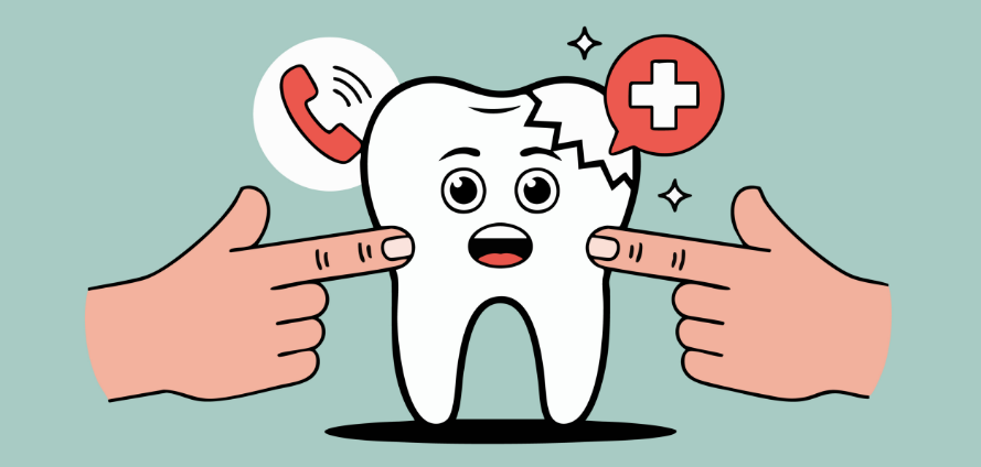 Cartoon of chipped tooth